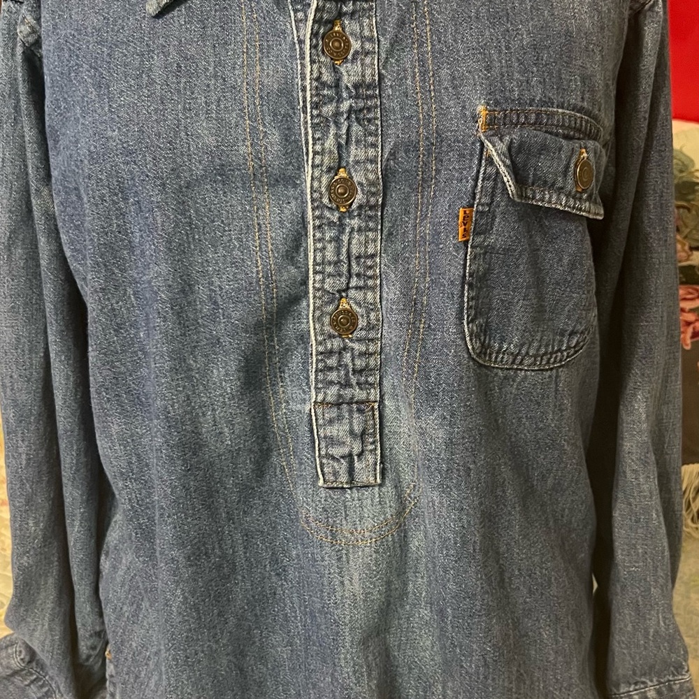 Vintage Orange Tag Levi’s Denim Pullover Shirt - Picture 3 of 12